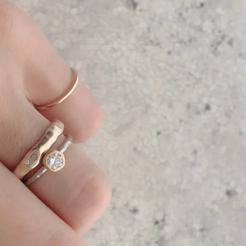 N°6 PTarm classy combination ring 0.3ct